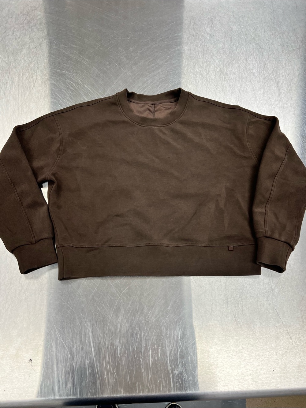 CRZ YOGA Chocolate Brown Crewneck Short Sweatshirt Women’s S